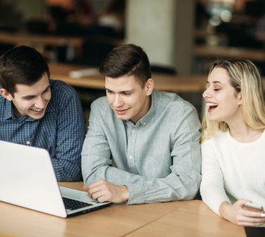 College friends on laptop